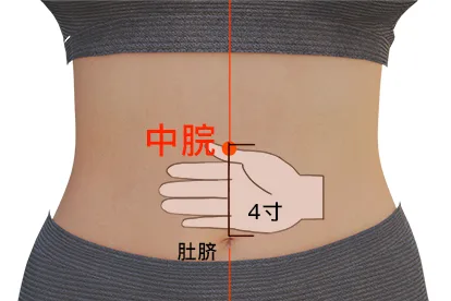 CV12 acupressure point on the upper abdomen